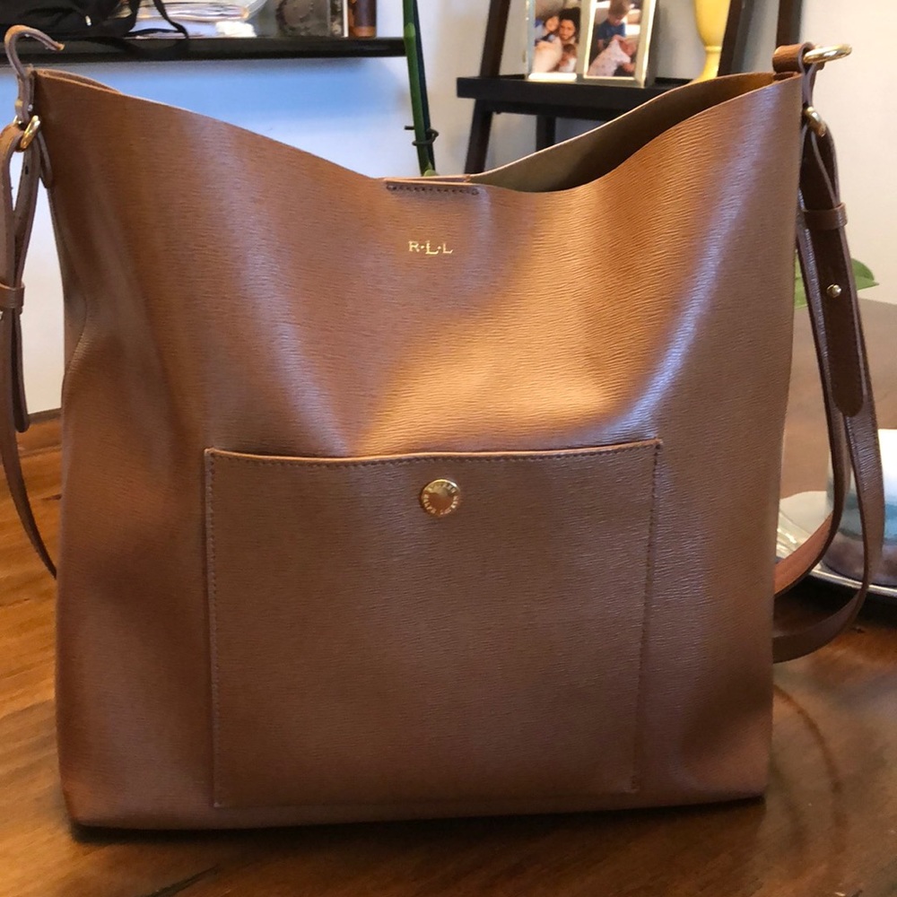 Ralph Lauren cognac leather handbag